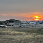 airport runway and hangar
